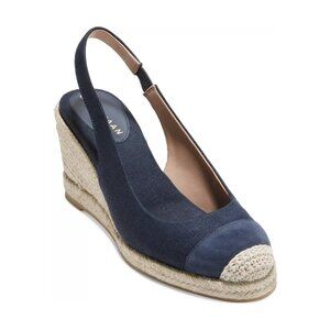 Cole Haan Cloudfeel Denim Slingback Espadrille Wedge Pumps, Navy, 6.5B